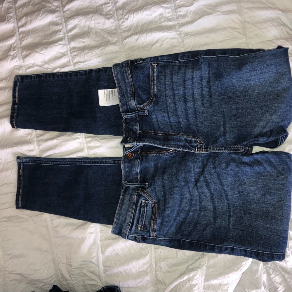 high rise blue jeans